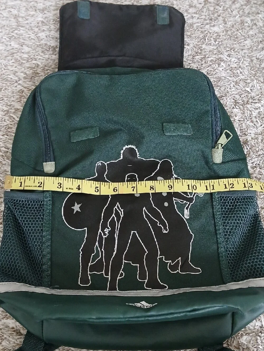 Adidas Marvel Boy's Green Backpack with Superhero Silhouette Small